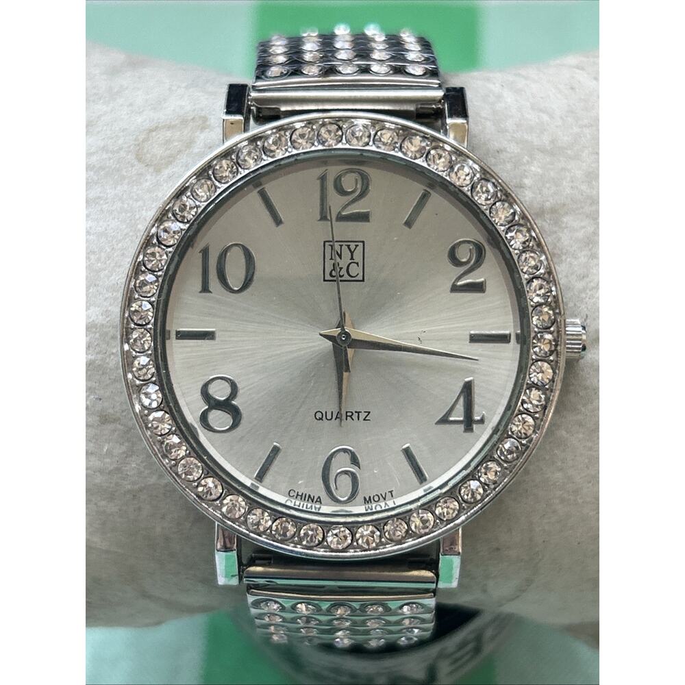 NY&C Silver Tone Rhinestone Bezel Women’s Quartz Watch